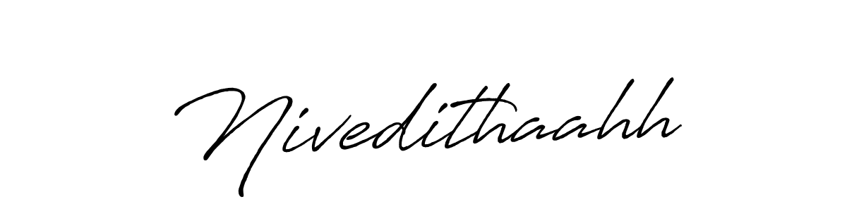 Make a beautiful signature design for name Nivedithaahh. With this signature (Antro_Vectra_Bolder) style, you can create a handwritten signature for free. Nivedithaahh signature style 7 images and pictures png