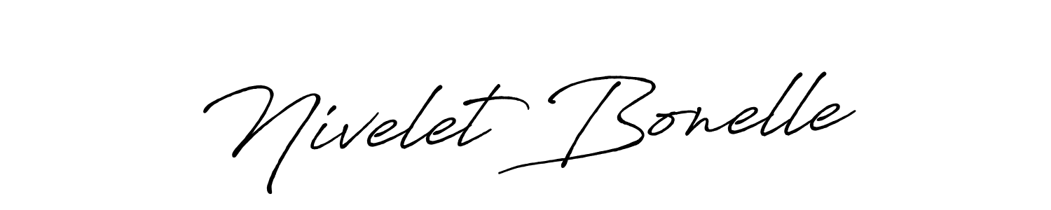 How to make Nivelet Bonelle name signature. Use Antro_Vectra_Bolder style for creating short signs online. This is the latest handwritten sign. Nivelet Bonelle signature style 7 images and pictures png