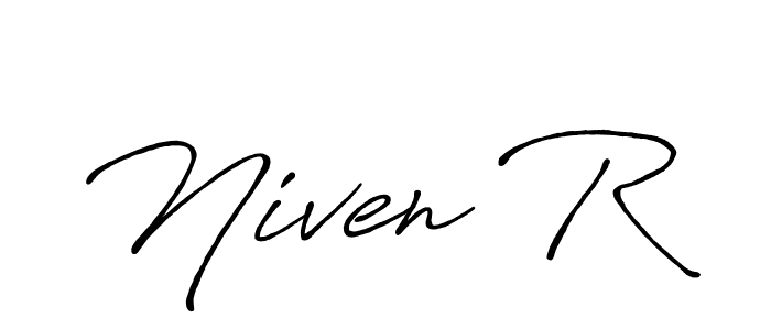 if you are searching for the best signature style for your name Niven R. so please give up your signature search. here we have designed multiple signature styles  using Antro_Vectra_Bolder. Niven R signature style 7 images and pictures png