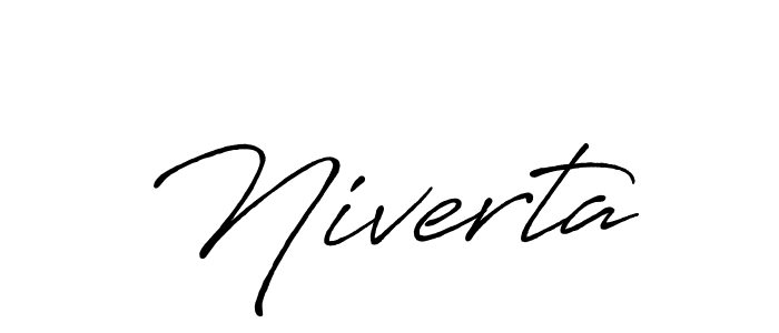 The best way (Antro_Vectra_Bolder) to make a short signature is to pick only two or three words in your name. The name Niverta include a total of six letters. For converting this name. Niverta signature style 7 images and pictures png
