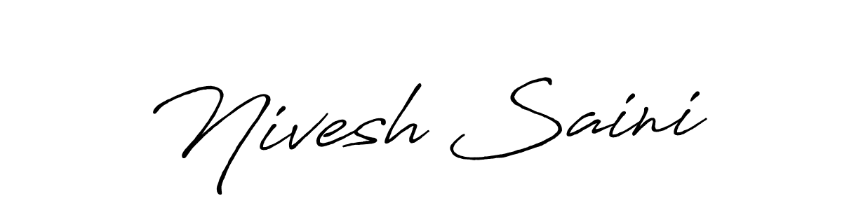The best way (Antro_Vectra_Bolder) to make a short signature is to pick only two or three words in your name. The name Nivesh Saini include a total of six letters. For converting this name. Nivesh Saini signature style 7 images and pictures png