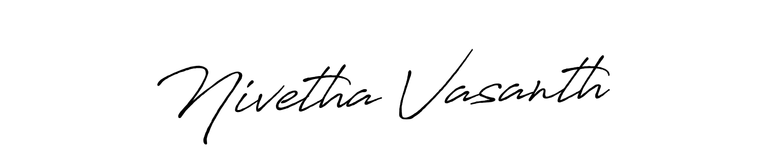 How to make Nivetha Vasanth name signature. Use Antro_Vectra_Bolder style for creating short signs online. This is the latest handwritten sign. Nivetha Vasanth signature style 7 images and pictures png