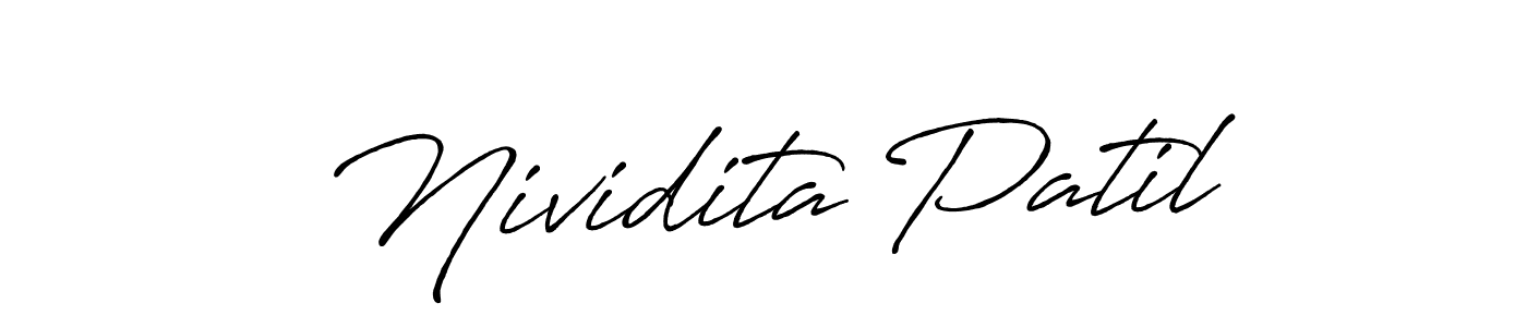 How to make Nividita Patil name signature. Use Antro_Vectra_Bolder style for creating short signs online. This is the latest handwritten sign. Nividita Patil signature style 7 images and pictures png
