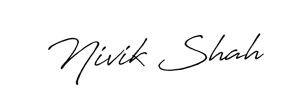How to make Nivik Shah name signature. Use Antro_Vectra_Bolder style for creating short signs online. This is the latest handwritten sign. Nivik Shah signature style 7 images and pictures png