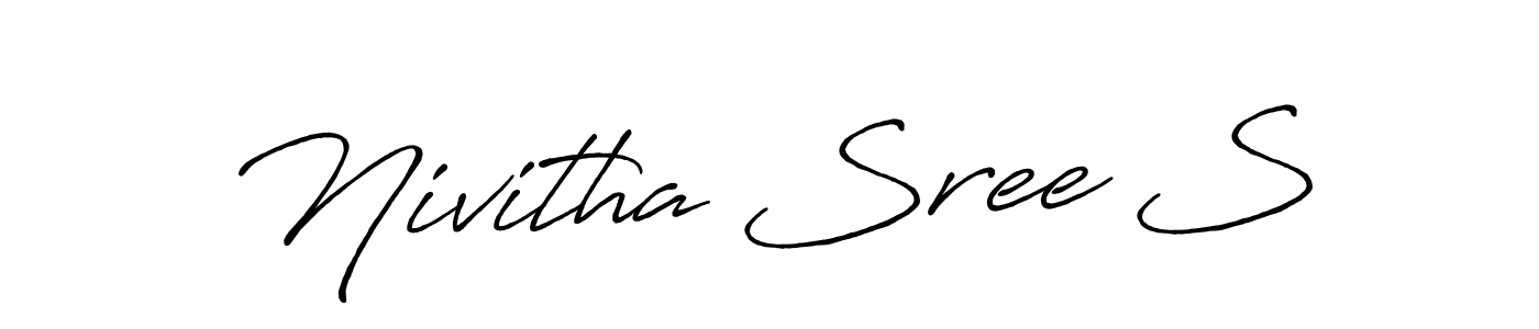 You should practise on your own different ways (Antro_Vectra_Bolder) to write your name (Nivitha Sree S) in signature. don't let someone else do it for you. Nivitha Sree S signature style 7 images and pictures png