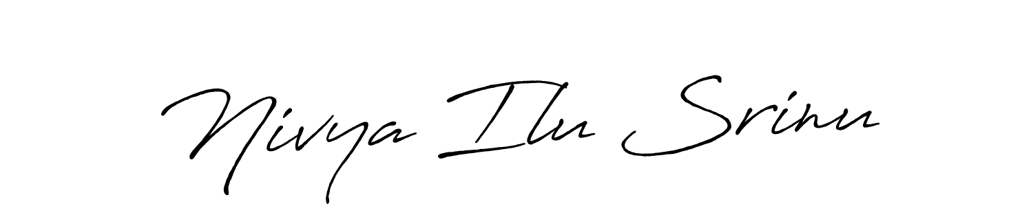 Create a beautiful signature design for name Nivya Ilu Srinu. With this signature (Antro_Vectra_Bolder) fonts, you can make a handwritten signature for free. Nivya Ilu Srinu signature style 7 images and pictures png