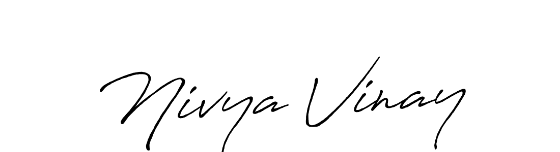 How to make Nivya Vinay name signature. Use Antro_Vectra_Bolder style for creating short signs online. This is the latest handwritten sign. Nivya Vinay signature style 7 images and pictures png