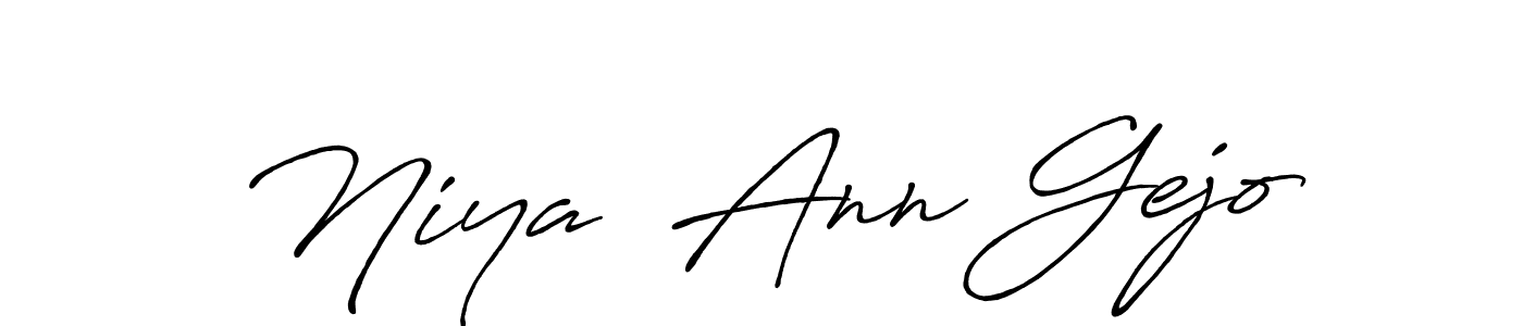 How to make Niya  Ann Gejo name signature. Use Antro_Vectra_Bolder style for creating short signs online. This is the latest handwritten sign. Niya  Ann Gejo signature style 7 images and pictures png