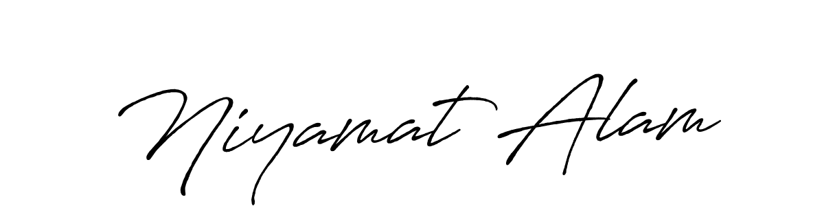 How to make Niyamat Alam name signature. Use Antro_Vectra_Bolder style for creating short signs online. This is the latest handwritten sign. Niyamat Alam signature style 7 images and pictures png
