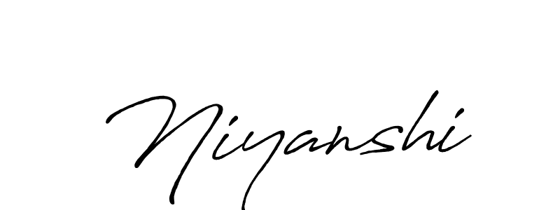 Make a beautiful signature design for name Niyanshi. With this signature (Antro_Vectra_Bolder) style, you can create a handwritten signature for free. Niyanshi signature style 7 images and pictures png