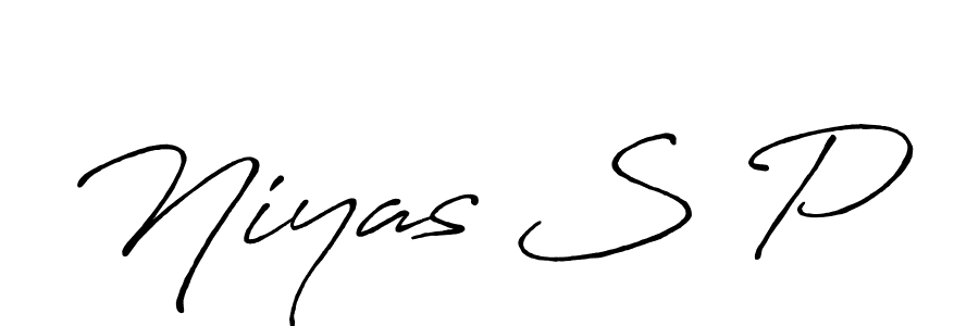 The best way (Antro_Vectra_Bolder) to make a short signature is to pick only two or three words in your name. The name Niyas S P include a total of six letters. For converting this name. Niyas S P signature style 7 images and pictures png