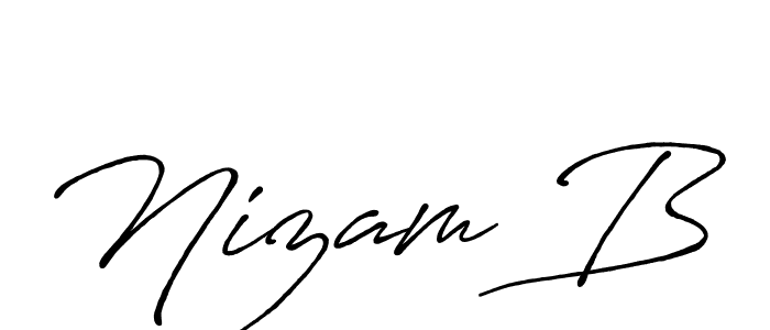 It looks lik you need a new signature style for name Nizam B. Design unique handwritten (Antro_Vectra_Bolder) signature with our free signature maker in just a few clicks. Nizam B signature style 7 images and pictures png