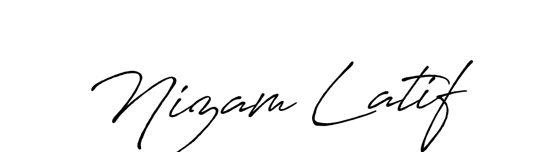 Use a signature maker to create a handwritten signature online. With this signature software, you can design (Antro_Vectra_Bolder) your own signature for name Nizam Latif. Nizam Latif signature style 7 images and pictures png