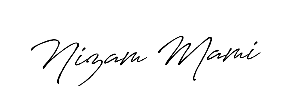 Make a beautiful signature design for name Nizam Mami. With this signature (Antro_Vectra_Bolder) style, you can create a handwritten signature for free. Nizam Mami signature style 7 images and pictures png