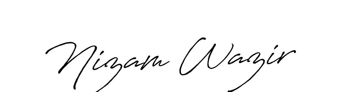 Create a beautiful signature design for name Nizam Wazir. With this signature (Antro_Vectra_Bolder) fonts, you can make a handwritten signature for free. Nizam Wazir signature style 7 images and pictures png