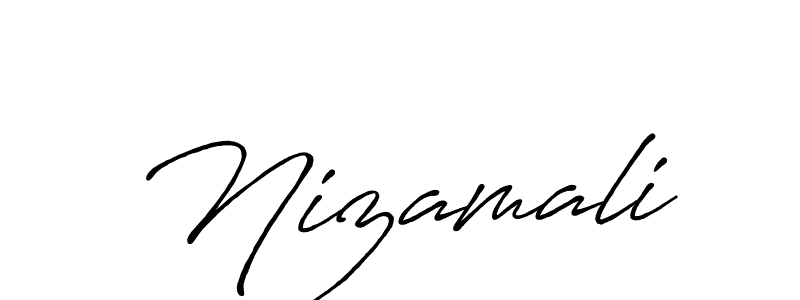 How to make Nizamali signature? Antro_Vectra_Bolder is a professional autograph style. Create handwritten signature for Nizamali name. Nizamali signature style 7 images and pictures png