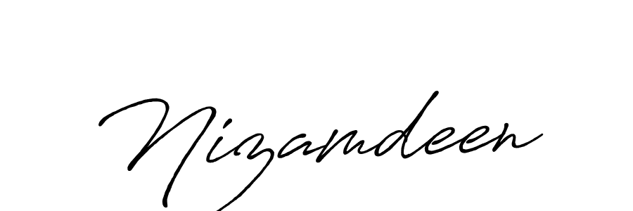 Make a beautiful signature design for name Nizamdeen. With this signature (Antro_Vectra_Bolder) style, you can create a handwritten signature for free. Nizamdeen signature style 7 images and pictures png