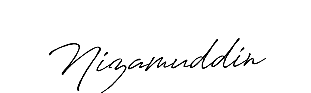Create a beautiful signature design for name Nizamuddin. With this signature (Antro_Vectra_Bolder) fonts, you can make a handwritten signature for free. Nizamuddin signature style 7 images and pictures png