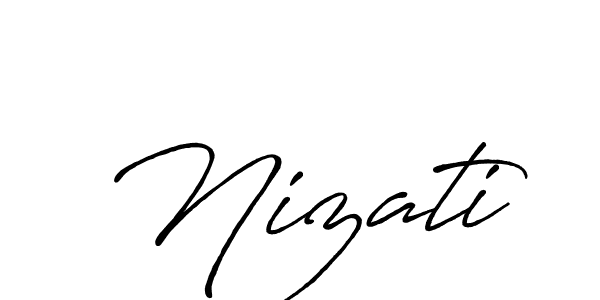 Design your own signature with our free online signature maker. With this signature software, you can create a handwritten (Antro_Vectra_Bolder) signature for name Nizati. Nizati signature style 7 images and pictures png