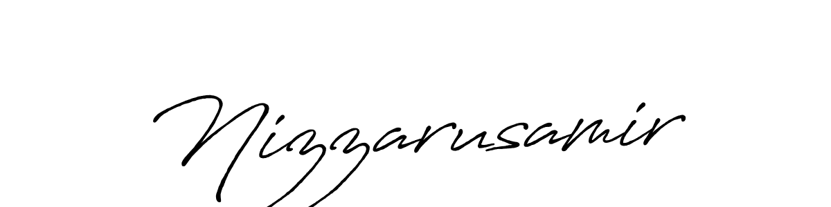 How to make Nizzarusamir name signature. Use Antro_Vectra_Bolder style for creating short signs online. This is the latest handwritten sign. Nizzarusamir signature style 7 images and pictures png