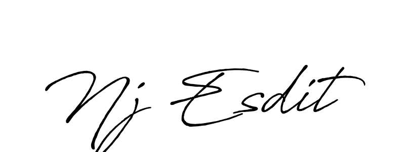 How to make Nj Esdit name signature. Use Antro_Vectra_Bolder style for creating short signs online. This is the latest handwritten sign. Nj Esdit signature style 7 images and pictures png