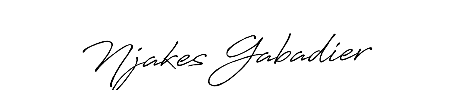 How to make Njakes Gabadier name signature. Use Antro_Vectra_Bolder style for creating short signs online. This is the latest handwritten sign. Njakes Gabadier signature style 7 images and pictures png