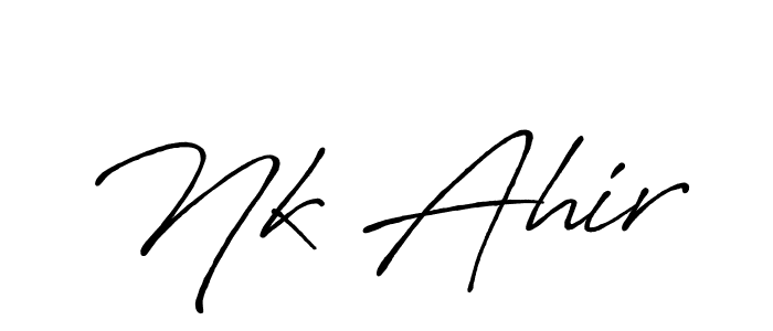 The best way (Antro_Vectra_Bolder) to make a short signature is to pick only two or three words in your name. The name Nk Ahir include a total of six letters. For converting this name. Nk Ahir signature style 7 images and pictures png