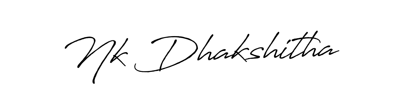 Create a beautiful signature design for name Nk Dhakshitha. With this signature (Antro_Vectra_Bolder) fonts, you can make a handwritten signature for free. Nk Dhakshitha signature style 7 images and pictures png