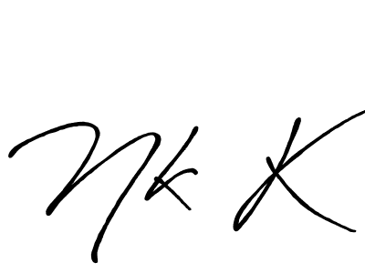 if you are searching for the best signature style for your name Nk K. so please give up your signature search. here we have designed multiple signature styles  using Antro_Vectra_Bolder. Nk K signature style 7 images and pictures png