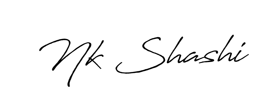 How to make Nk Shashi name signature. Use Antro_Vectra_Bolder style for creating short signs online. This is the latest handwritten sign. Nk Shashi signature style 7 images and pictures png