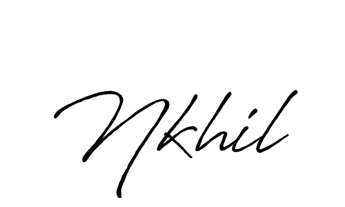 You should practise on your own different ways (Antro_Vectra_Bolder) to write your name (Nkhil) in signature. don't let someone else do it for you. Nkhil signature style 7 images and pictures png