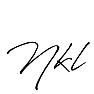 Use a signature maker to create a handwritten signature online. With this signature software, you can design (Antro_Vectra_Bolder) your own signature for name Nkl. Nkl signature style 7 images and pictures png