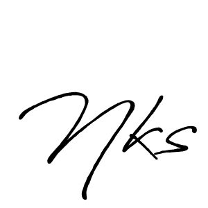 Use a signature maker to create a handwritten signature online. With this signature software, you can design (Antro_Vectra_Bolder) your own signature for name Nks. Nks signature style 7 images and pictures png