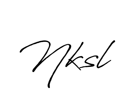 How to make Nksl signature? Antro_Vectra_Bolder is a professional autograph style. Create handwritten signature for Nksl name. Nksl signature style 7 images and pictures png