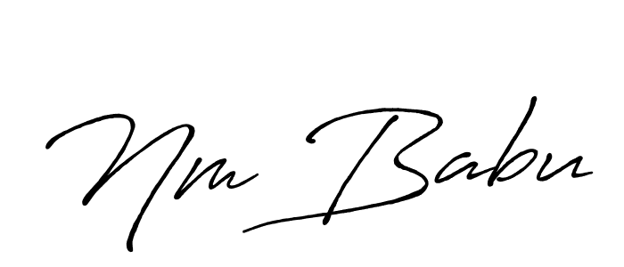 The best way (Antro_Vectra_Bolder) to make a short signature is to pick only two or three words in your name. The name Nm Babu include a total of six letters. For converting this name. Nm Babu signature style 7 images and pictures png