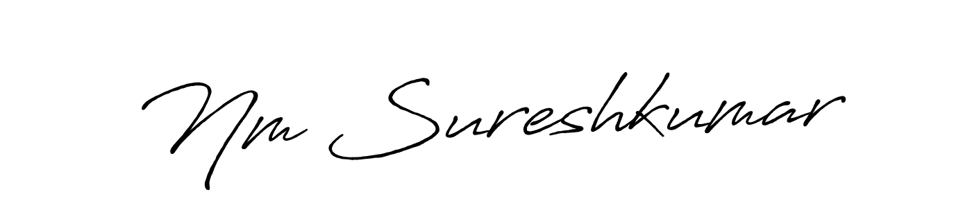 Create a beautiful signature design for name Nm Sureshkumar. With this signature (Antro_Vectra_Bolder) fonts, you can make a handwritten signature for free. Nm Sureshkumar signature style 7 images and pictures png