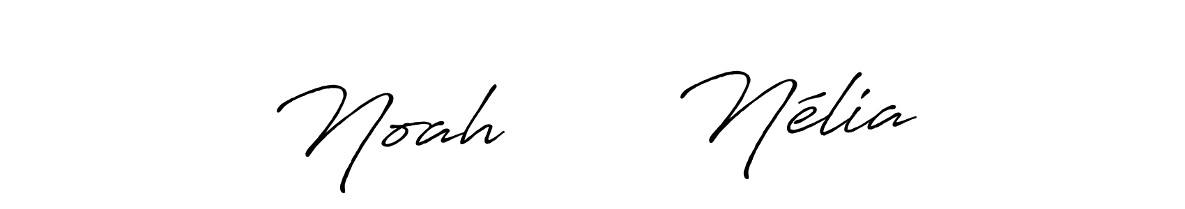 How to make Noah       Nélia name signature. Use Antro_Vectra_Bolder style for creating short signs online. This is the latest handwritten sign. Noah       Nélia signature style 7 images and pictures png