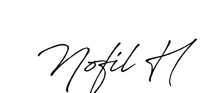 Use a signature maker to create a handwritten signature online. With this signature software, you can design (Antro_Vectra_Bolder) your own signature for name Nofil H. Nofil H signature style 7 images and pictures png