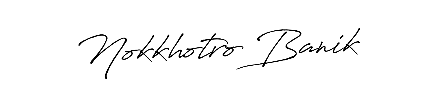 Antro_Vectra_Bolder is a professional signature style that is perfect for those who want to add a touch of class to their signature. It is also a great choice for those who want to make their signature more unique. Get Nokkhotro Banik name to fancy signature for free. Nokkhotro Banik signature style 7 images and pictures png