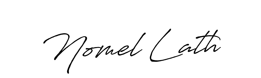 How to make Nomel Lath name signature. Use Antro_Vectra_Bolder style for creating short signs online. This is the latest handwritten sign. Nomel Lath signature style 7 images and pictures png