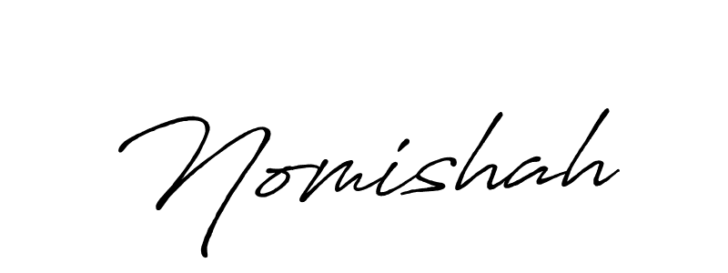 The best way (Antro_Vectra_Bolder) to make a short signature is to pick only two or three words in your name. The name Nomishah include a total of six letters. For converting this name. Nomishah signature style 7 images and pictures png