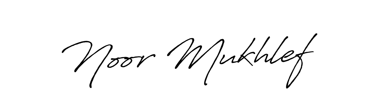 Make a beautiful signature design for name Noor Mukhlef. With this signature (Antro_Vectra_Bolder) style, you can create a handwritten signature for free. Noor Mukhlef signature style 7 images and pictures png