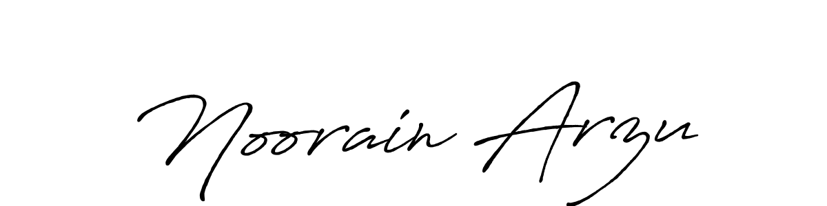 How to make Noorain Arzu name signature. Use Antro_Vectra_Bolder style for creating short signs online. This is the latest handwritten sign. Noorain Arzu signature style 7 images and pictures png