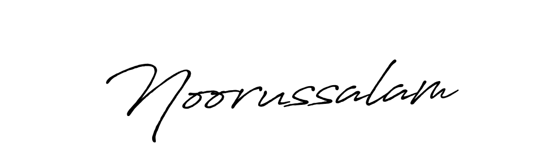 Use a signature maker to create a handwritten signature online. With this signature software, you can design (Antro_Vectra_Bolder) your own signature for name Noorussalam. Noorussalam signature style 7 images and pictures png