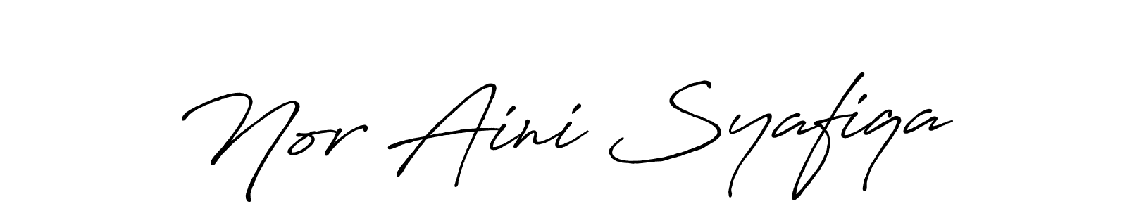 How to make Nor Aini Syafiqa name signature. Use Antro_Vectra_Bolder style for creating short signs online. This is the latest handwritten sign. Nor Aini Syafiqa signature style 7 images and pictures png