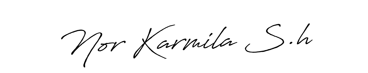 Antro_Vectra_Bolder is a professional signature style that is perfect for those who want to add a touch of class to their signature. It is also a great choice for those who want to make their signature more unique. Get Nor Karmila S.h name to fancy signature for free. Nor Karmila S.h signature style 7 images and pictures png