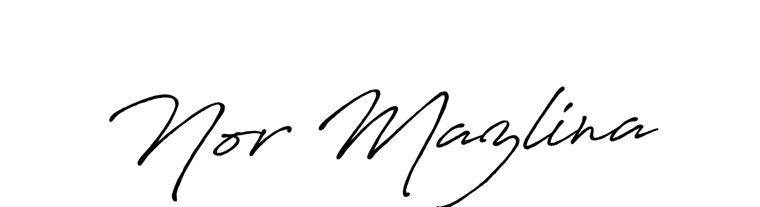 Use a signature maker to create a handwritten signature online. With this signature software, you can design (Antro_Vectra_Bolder) your own signature for name Nor Mazlina. Nor Mazlina signature style 7 images and pictures png