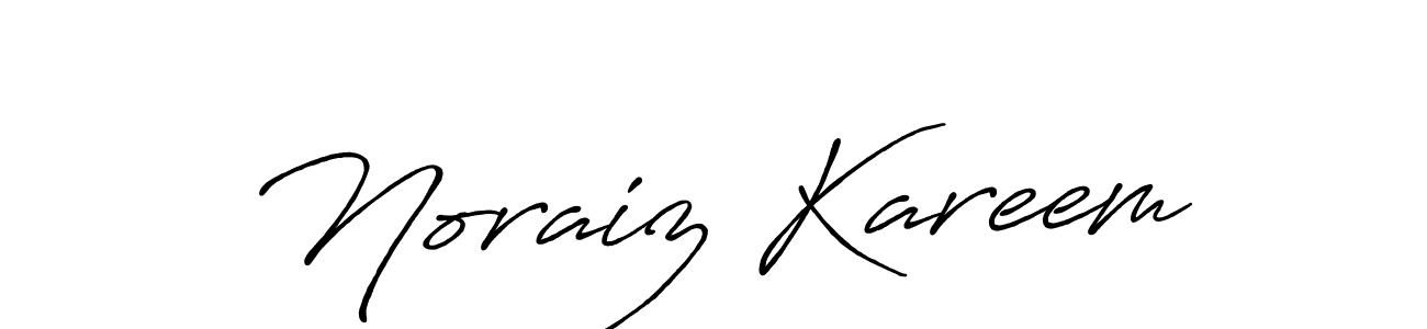 Use a signature maker to create a handwritten signature online. With this signature software, you can design (Antro_Vectra_Bolder) your own signature for name Noraiz Kareem. Noraiz Kareem signature style 7 images and pictures png