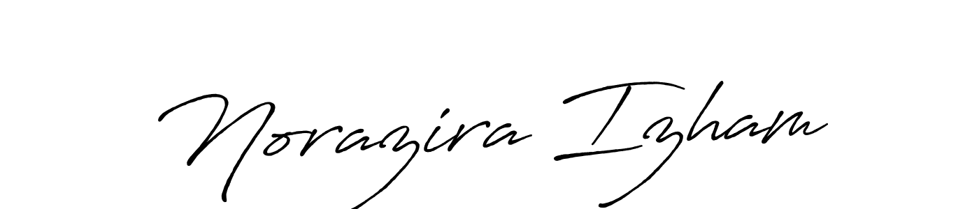 How to make Norazira Izham name signature. Use Antro_Vectra_Bolder style for creating short signs online. This is the latest handwritten sign. Norazira Izham signature style 7 images and pictures png