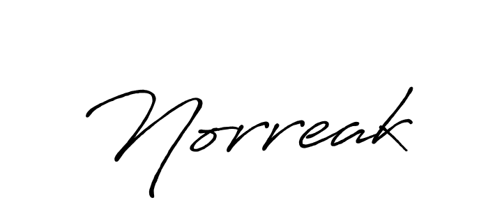 Make a beautiful signature design for name Norreak. With this signature (Antro_Vectra_Bolder) style, you can create a handwritten signature for free. Norreak signature style 7 images and pictures png